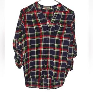 Market & Spruce Women’s Plaid Shirt Top Long Sleeve Size Small